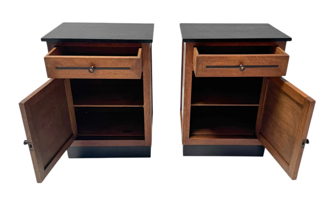 Two Art Deco Modernist Nightstands or Bedside Tables, 1920s